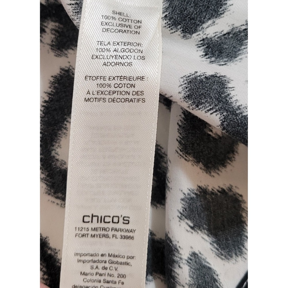 CHICOS Women's No Iron Cotton Blouse Shirt Size 3 Long Sleeve Animal Print 0966 - Picture 6 of 6